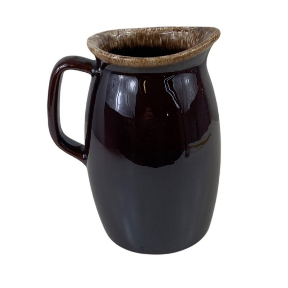 Vintage Hull Pottery Brown Drip Water Pitcher Oven Proof USA 6 3/4" High